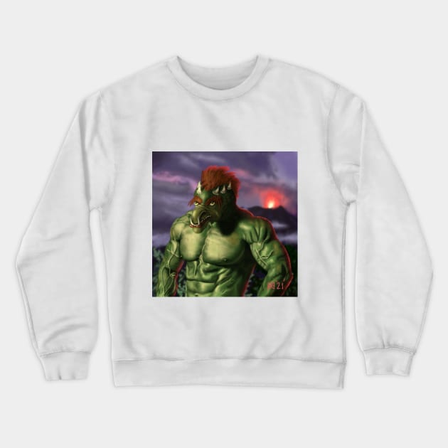 Volcano Troll Vacation Picture Fantasy Creatures Crewneck Sweatshirt by Helms Art Creations